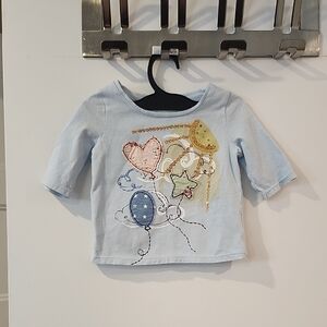 OshKosh B'gosh Blue Long Sleeve Tee with Balloon and Star Design